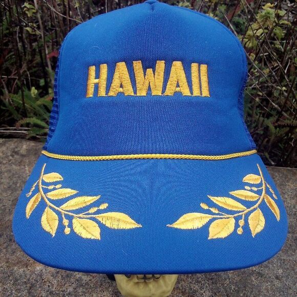 Vintage Hawaii Scrambled Eggs Rope Snap Back Trucker Hat - Picture 1 of 7